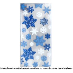 25x Uitdeelzakjes Sneeuw Ijs 12.5 x 27.5 cm - Blauw Wit - Blue White - Winter - Kou - Cold - Snow - Ice crystal - Cellofaan Plastic Traktatie Kado Zakjes - Snoepzakjes - Koekzakjes - Koekje - Cookie Bags