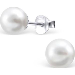 Amanto Oorbellen Franka White - 925 Zilver - Synth. Parel - ∅6mm