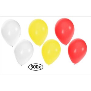 300x Ballonnen rood/wit/geel - Ballon helium carnaval oeteldonk festival feest party landen