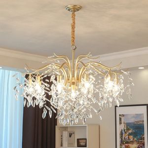 LuxiLamps - 9 Arm Kristallen Kroonluchter - Crystal Chandelier - Goud - Hanglamp - Woonkamerlamp - Moderne lamp - Plafonniere