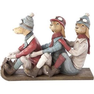 Cosy&Trendy Beeld - Ski honden zittend slee - 22 x 10 x 16 cm