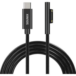 Sounix USB-C Voedingskabel - Geschikt voor Surface Pro 3/4/5/6 - 15V 3A - 1.5M - Zwart
