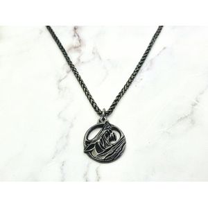 Mei's | Viking Iron Wolf | ketting mannen / Viking sieraad | Stainless Steel / 316L Roestvrij Staal / Chirurgisch Staal | 70 cm / grijs