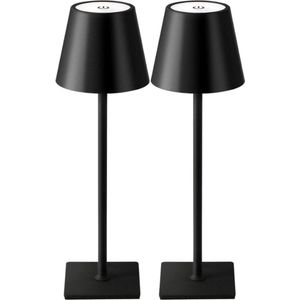 Oplaadbare Tafellamp - 2 Stuks - Draadloos - Dimbaar - Touch lamp - 38 CM - Zwart - LED