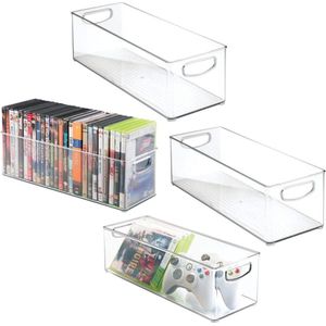 Opbergboxen - lade-organizer - voor kantoor, badkamer en keuken - voor cd's, dvd's of schrijfgerei - stapelbaar - doorzichtig - per 4 stuks verpakt