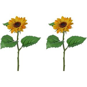 10x stuks gele zonnebloemen kunstbloemen 35 cm - Helianthus - Kunstbloemen boeketten geel