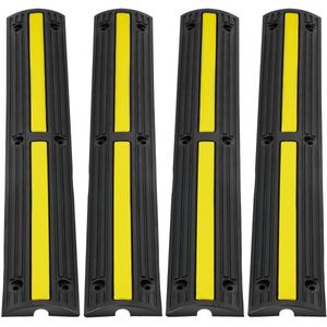 Oprijplaat voor Kabelbescherming 3,28 Ft, 4-Pak 1 Kanaal, 18000 Lbs Draagvermogen, Heavy Duty Rubber, voor Woonwijken, Garages, Tuinen