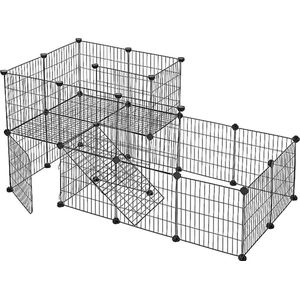 FurnStar konijnenhok - Cavia kooi - 2 verdiepingen - 143x73x71cm - Zwart