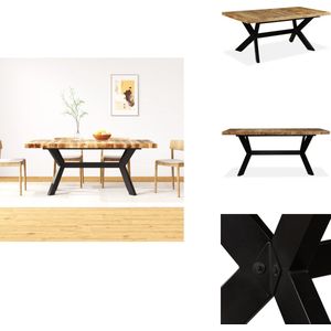 vidaXL Eetkamertafel - Eetkamertafels - Tafel - Tafels - Eettafel 180 cm massief mangohout en stalen kruis
