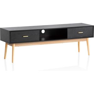 Rootz Lowboard TV-meubel - 150cm TV-meubel - Zwart en eiken TV-console - Modern design - Ruime opbergruimte - Duurzame constructie - 150cm x 50cm x 40cm