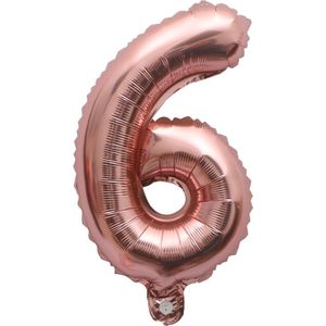 Folieballon / Cijferballon Rose Goud - getal 6 - 41cm