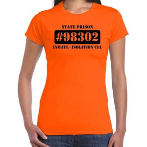 Boeven verkleed shirt isolation cel oranje dames - Boevenpak/ kostuum - Verkleedkleding M