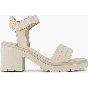 oxmox Beige leren chunky sandalette - Maat 39