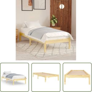The Living Store Bedframe massief grenenhout 90x200 cm - Massief Grenenhout Bedframe - Houten Bed - Enkel Bed - Slaapcomfort - Modern Design