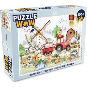 Puzzel Boerderij - Trekker - Kinderen - Dieren - Legpuzzel - Puzzel 1000 stukjes volwassenen