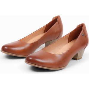 No Stress - Dames - Cognac bruine pump met lage hak - Maat 39