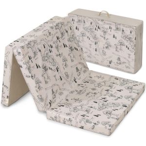 Sleeper comfortabel opvouwbaar matras voor campingbedje - ademend en wasbaar - Winnie the Pooh Beige - 60 x 120 cm - 6 cm