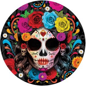 Fiestas Guirca Day of the dead bordjes - 6x - gekleurd - papier - D23 cm