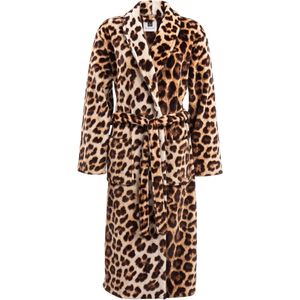 ZoHome Leopard Badjas Lang - Fleece - Maat M - Brown