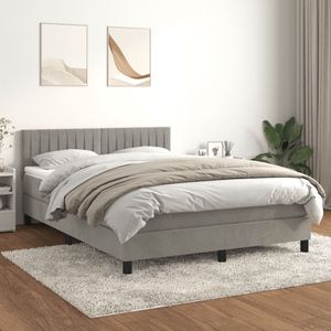 The Living Store Boxspringbed Luxe - Bedframe 140x190 - Fluwelen stof - Hoofdbord verstelbaar - Pocketvering matras - Middelharde ondersteuning - Huidvriendelijk topmatras