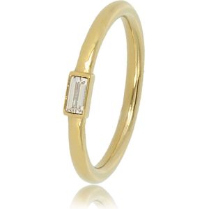 My Bendel Goudkleurige aanschuifring met kleine kristal steen - Ring goudkleurig met een kleine kristal glassteen - Met luxe cadeauverpakking
