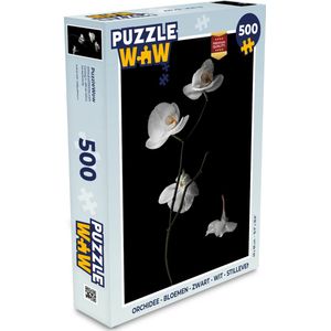 Puzzel Orchidee - Bloemen - Zwart - Wit - Stilleven - Legpuzzel - Puzzel 500 stukjes