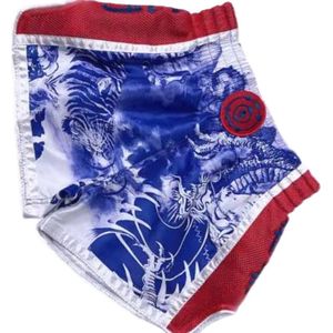 Fluory Muay Thai Shorts ""Tiger vs Dragon"" Blauw Rood MTSF113 maat XXXL