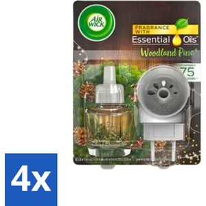 Air Wick Essential Oils - Elektrische Geurverspreider - Starterkit - Dennenbos - 19ml - Voordeelverpakking - 4 stuks