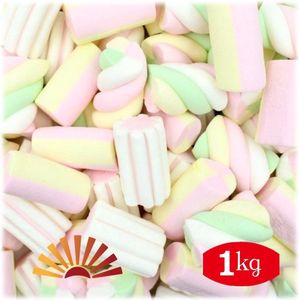 Bulgari Spekken Twist Mix 1kg - marshmallow gemengd mix - per zak +- 200 stuks - gekleurde spekken - spekjes snoep