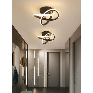 LuxiLamps - Moderne Krullen Lamp - Kroonluchter - Zwart - Gangpad of Hal Lamp - LED Verlichting - Plafonniere