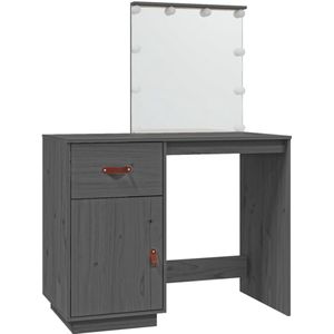 vidaXL Kaptafel met LED 95x50x133,5 cm massief grenenhout grijs - Kaptafel - Kaptafels - Make-up Tafel - Slaapkamer Tafel
