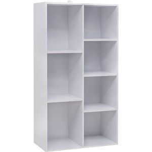 Kamyra® Boekenkast met 7 Vakken - Opbergkast - Vakkenkast - Wit 59.5x29.5x108 cm