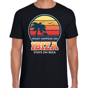 Ibiza zomer t-shirt / shirt What happens in Ibiza stays in Ibiza voor heren - zwart - Ibiza party / vakantie outfit / kleding/ feest shirt L