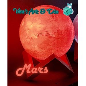 Mars Lamp | Vera's Arts & Dice | 16 Verschillende Kleuren | Planeet Lampen | LED Lamp | Oplaadbaar Dimbaar Stroboscoop Effect Mogelijk Aanraak Gevoelig Afstandsbediening | 3D Print Handmade | Lampen Verlichting Sfeerverlichting | Slaapkamer Woonkamer