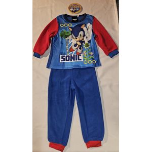 Sonic the Hedgehog pyjama coins fleece rood/blauw maat 110