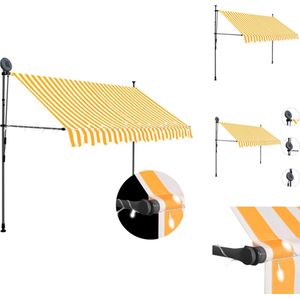 vidaXL Zonwering wit/oranje - Uittrekbaar 300x120 cm - Water- en vuilafstotend - Met LED-verlichting - Vensterzonwering