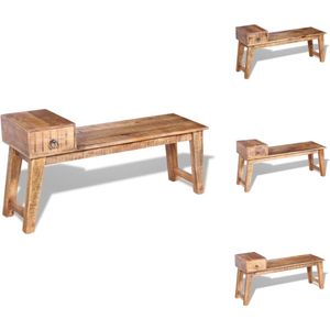 vidaXL Houten Bank - Halbank - 120 x 36 x 60 cm - Massief mangohout - Hocker