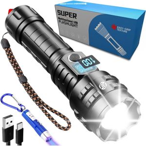 Equivera Militaire Zaklamp - Zaklamp LED Oplaadbaar - Meerdere Standen - Waterdicht - voor Thuis, Kamperen, Noodgevallen