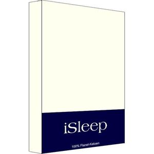 iSleep Flanel Hoeslaken - Twijfelaar - 120x200 cm - Licht Beige