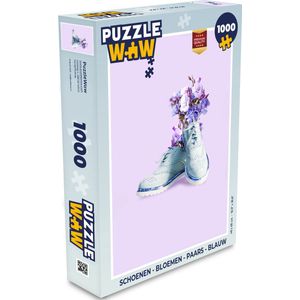 Puzzel Schoenen - Bloemen - Paars - Blauw - Legpuzzel - Puzzel 1000 stukjes volwassenen