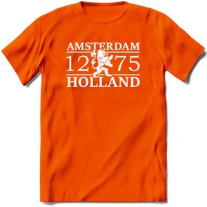 Amsterdam T-Shirt | Souvenirs Holland Kleding | Dames / Heren / Unisex Koningsdag shirt | Grappig Nederland Fiets Land Cadeau | - Oranje - 3XL