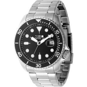 Invicta Pro Diver 47160 Heren Horloge - Waterdicht - Analoog - Quartz Uurwerk - Roestvrij Staal met zwarte Wijzerplaat - 46mm