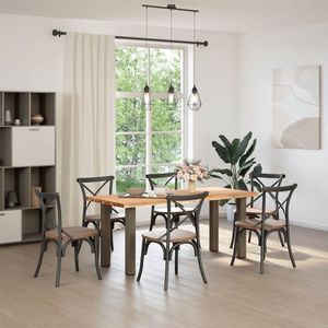 vidaXL - Eettafel - met - natuurlijke - rand - massief - eikenhout - rechthoekig