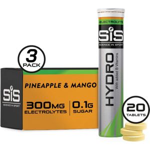 Science in Sport - SIS Go Hydro Bruistabletten - 300mg Elektrolyten - Pineapple & Mango Smaak - 3 x 20 Tabletten