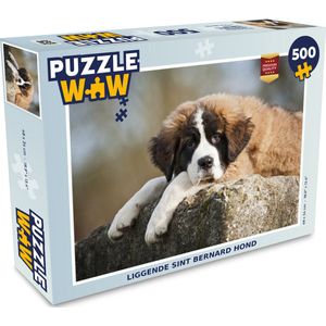Puzzel Liggende Sint Bernard hond - Legpuzzel - Puzzel 500 stukjes