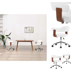 vidaXL Draaibare Eetkamerstoelen - Set van 2 - Wit - Kunstleer - 49.5 x 51.5 x (94.5-115.5) cm - Eetkamerstoel