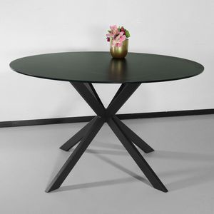 Eettafel rond 130cm Jenna marmerlook zwart ronde tafel steen