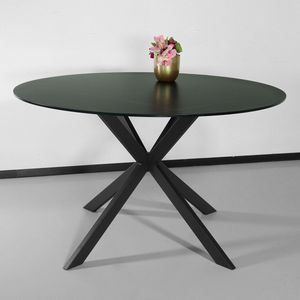 Eettafel rond 130cm Jenna marmerlook zwart ronde tafel