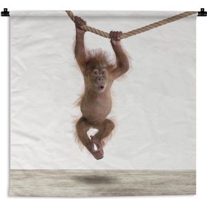 Wandkleed Animalprintshop - Baby orang oetan dierenprint kinderkamer Wandkleed katoen 180x180 cm - Wandtapijt met foto
