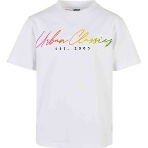 Urban Classics - Script Logo Kinder T-shirt - Kids 134/140 - Wit